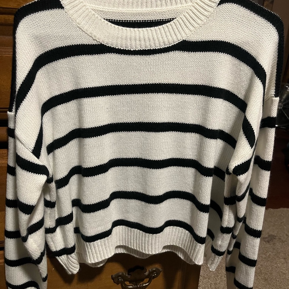 SHEIN Black and White Striped Sweater